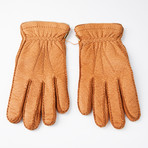 Peccary Gloves + Silk Lining + Beige Cashmere // Tan // Size 9