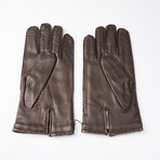 Lamb + Crocodile Skin Gloves + Cashmere Lining // Dark Brown // Size 10