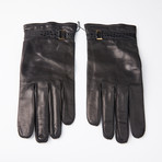 Lambskin Gloves + Crocodile Skin Detail + Cashmere Lining // Black // Size 9