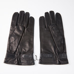 Lambskin Gloves + Crocodile Skin Detail + Cashmere Lining // Black // Size 9