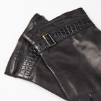 Lambskin Gloves + Crocodile Skin Detail + Cashmere Lining // Black // Size 9