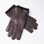 Deer Leather Gloves + Cashmere Lining // Dark Brown // Size 9.5