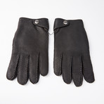 Peccary Gloves + Cashmere Lining // Black + Silver // Size 9