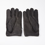 Peccary Gloves + Cashmere Lining // Black + Silver // Size 9