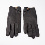 Peccary Gloves + Cashmere Lining // Black + Yellow Gold (Size: 8.5)