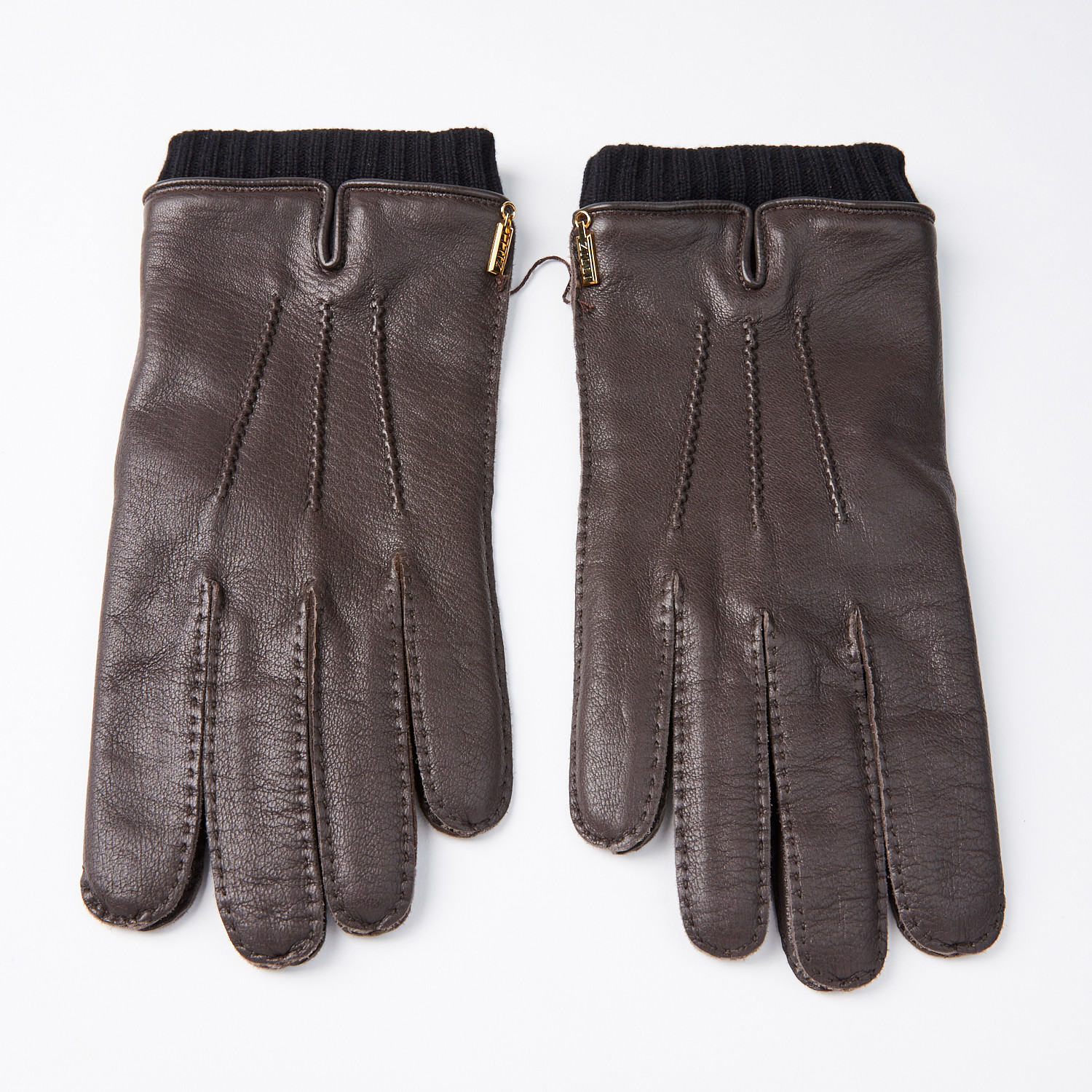 Deer Leather Gloves + Cashmere Lining // Dark Brown // Size 9.5 - Zilli ...
