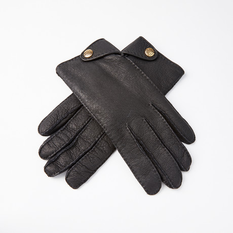 Peccary Gloves + Cashmere Lining // Black + Yellow Gold (Size: 8.5)