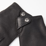 Peccary Gloves + Cashmere Lining // Black + Silver // Size 9