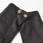 Peccary Gloves + Cashmere Lining // Black + Yellow Gold (Size: 8.5)