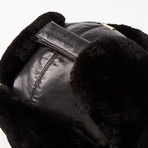 Leather Chapka Hat + Silk Lining // Black