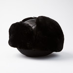 Leather Chapka Hat + Silk Lining // Black