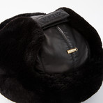 Leather Chapka Hat + Silk Lining // Black