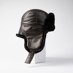 Leather Chapka Hat + Silk Lining // Black