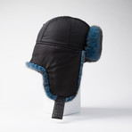 Waterproof Chapka Hat + Silk Lining // Blue + Black