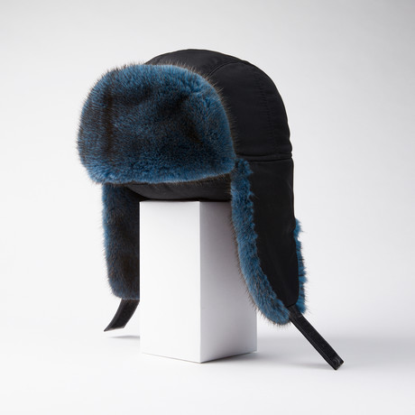 Waterproof Chapka Hat + Silk Lining // Blue + Black