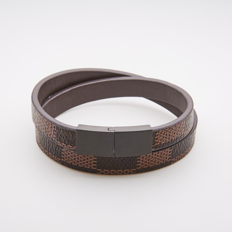 Leather + Stainless Steel Buckle Bracelet // Black + Brown