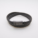 Jean Claude Jewelry // Adjustable Double Wrap Leather Bracelet // Black