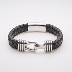 Jean Claude Jewelry // Leather Bracelet + Stainless Steel Details // Black + Silver