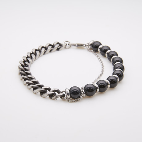 Jean Claude Jewelry // Rosary Chain Bracelet // Black + Silver