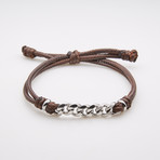 Jean Claude Jewelry // Leather Steel Chain Bracelet // Brown