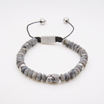 Jean Claude Jewelry // African Marble + Oval Agate Bead Bracelet // Gray