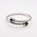 Dell Arte // Twisted Cable Stainless Steel Bangle // Silver
