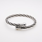 Dell Arte // Two-Tone Encrusted Steel + Twisted Cable Bangle // Black + Silver