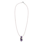 Io Si 18k White Gold Diamond + Amethyst Pendant // Pendant Length: 1"