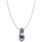 Io Si 18k White Gold Diamond + Amethyst Pendant // Pendant Length: 1"