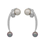 Io Si 18k White Gold Diamond + Pearl Earrings II