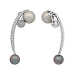 Io Si 18k White Gold Diamond + Pearl Earrings II