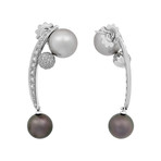 Io Si 18k White Gold Diamond + Pearl Earrings III