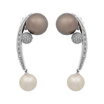 Io Si 18k White Gold Diamond + Pearl Earrings IV