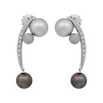 Io Si 18k White Gold Diamond + Pearl Earrings III