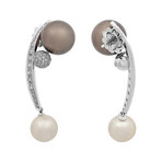 Io Si 18k White Gold Diamond + Pearl Earrings IV