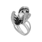 Io Si 18k White Gold Diamond + Black Diamond + Pearl Ring // Ring Size: 5.5