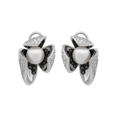 Io Si 18k White Gold Diamond + Black Diamond Earrings