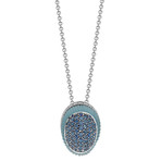 Io Si 18k White Gold Diamond + Sapphire + Topaz Necklace // Necklace Length: 16"
