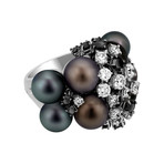 Roberta Porrati 18k White Gold Diamond + Pearl Ring // Ring Size: 6
