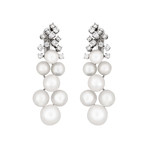 Roberta Porrati 18k White Gold Diamond + Pearl Earrings