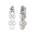 Roberta Porrati 18k White Gold Diamond + Pearl Earrings