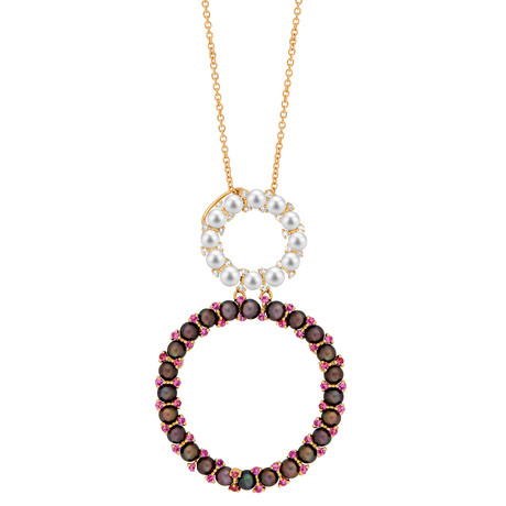 Roberta Porrati 18k Pink Gold Diamond + Sapphire Necklace I