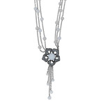 Io Si 18k White Gold Sapphire + Chalcedony Necklace