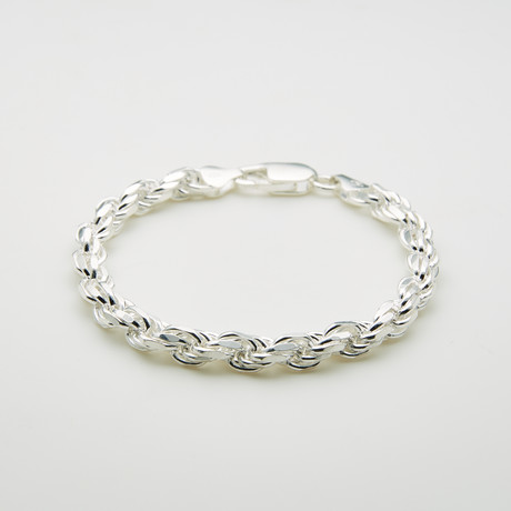 Solid Sterling Silver Rope Chain Bracelet // 5.5mm