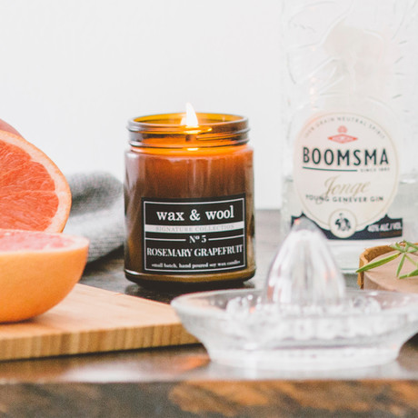 Rosemary Grapefruit // 9 oz Soy Wax Candle // Amber Jar