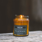 Teakwood // 9 oz Soy Wax Candle // Amber Jar