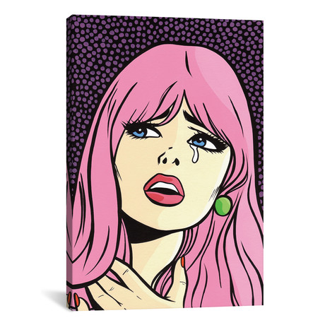 Pink Hair Crying Comic Girl // Allyson Gutchell (26"W x 18"H x 0.75"D)