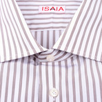Isaia // Sergio Striped Dress Shirt // Brown (US: 15.5L)