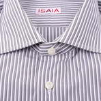 Isaia // Pia Striped Dress Shirt // Gray (US: 17.5R)