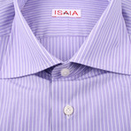 Isaia // Giovanna Striped Dress Shirt // Purple + White (US: 15.5R)
